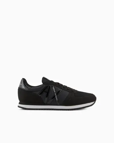 Armani Exchange Embossed-logo Panelled Sneakers In Black