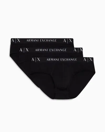 Armani Exchange Stretch Cotton Briefs In Black