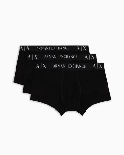 Armani Exchange Stretch Fabric Boxer Shorts In Black