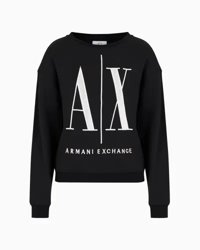 Armani Exchange Stretch Fabric Zip-up Hoodie In Black