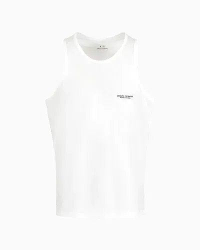 Armani Exchange Stretch Jersey Tank Top With Logo In White