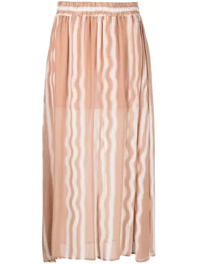 Armani Exchange Stripe-pattern Midi Skirt In Nude