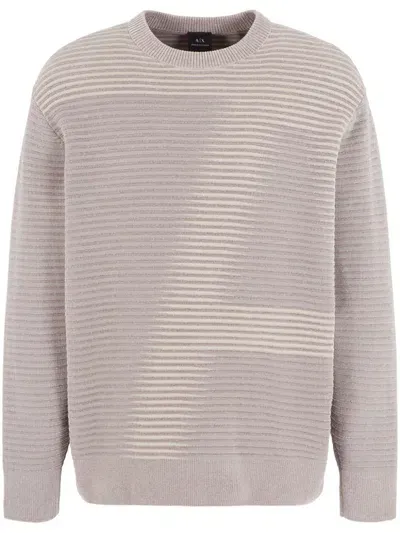 Armani Exchange Striped Jumper In Neutrals