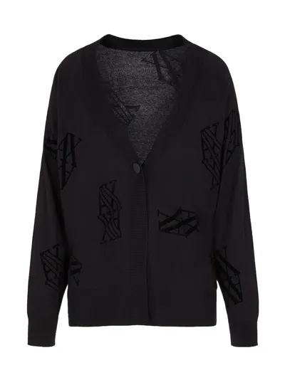 Armani Exchange Sweaters In Black/black Logo