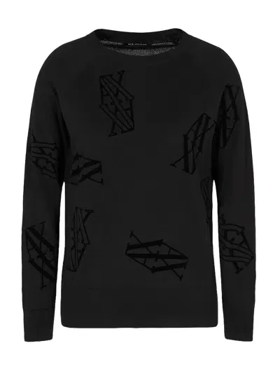 Armani Exchange Sweaters In Black/black Logo