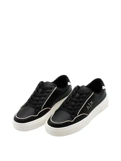 Armani Exchange Tech Fabric Sneakers In Black