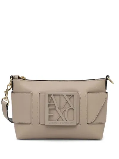 Armani Exchange Tonal Logo-plaque Shoulder Bag In Neutrals