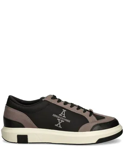 Armani Exchange Venice Ax Logo-embroidered Sneakers In Black