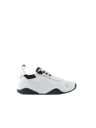 Armani Exchange Logo-charm Leather Lace-up Sneakers In White