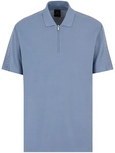 Armani Exchange Monogram Polo Shirt In Blue