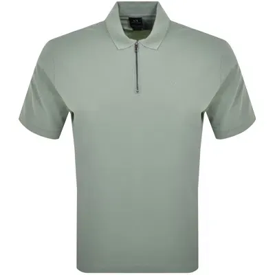 Armani Exchange Zip Polo T Shirt Green