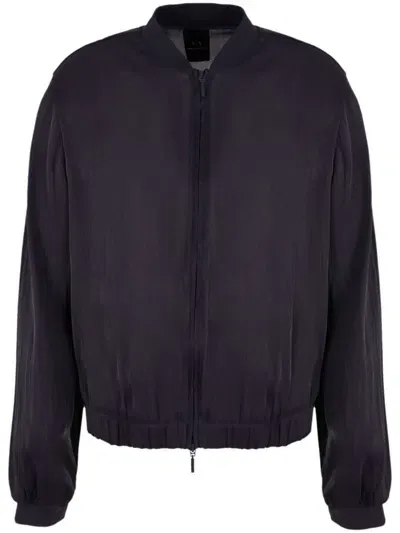 Armani Exchange Zip-up Bomber Jacket In Blue