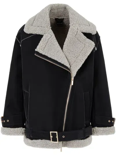 Armani Exchange Zipped Faux-fur Trim Jacket In Black