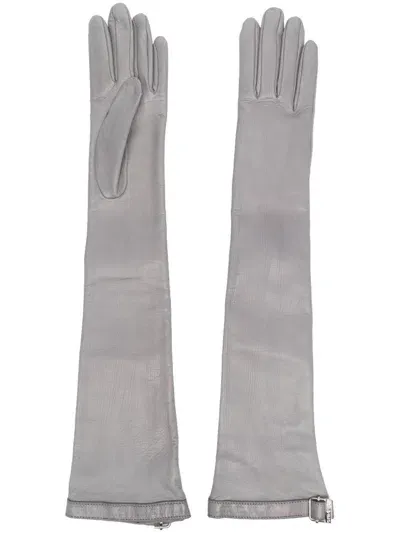 Armarium Buckle-detail Elbow-length Leather Gloves In Grey