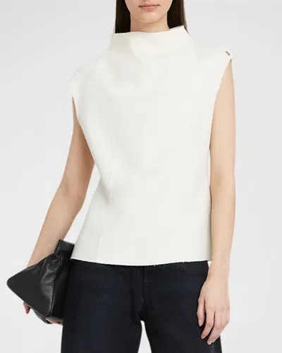 Armarium Era Mock-neck Cap-sleeve Top In Off-white