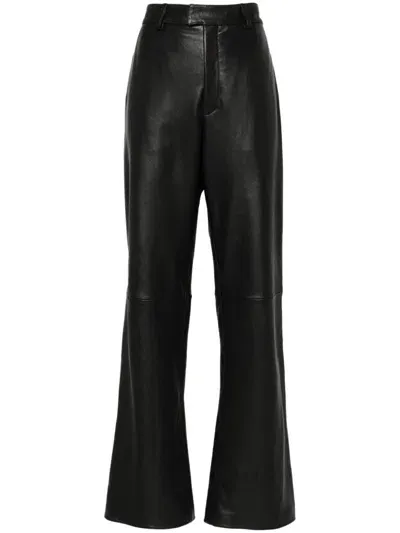 Armarium Leather Flared Trousers In Black