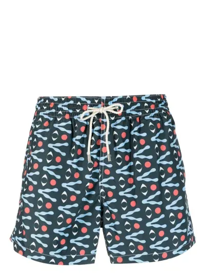 Arrels Barcelona Mens Petrol Eye X David Vanadia Graphic-print Swim Shorts