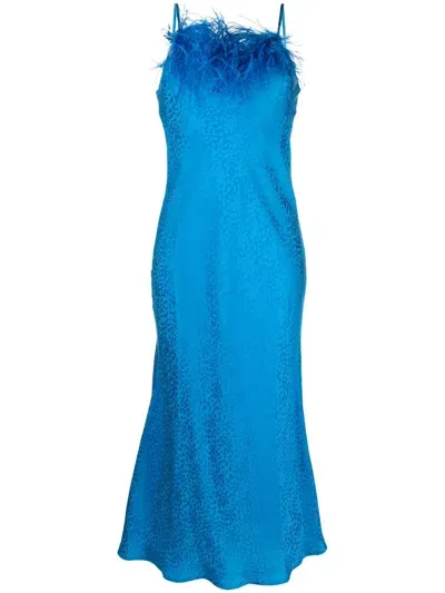 Art Dealer Feather-detailing Sleeveless Dress In Blue