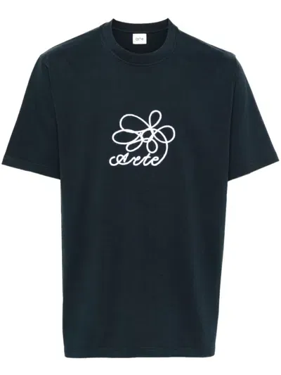 Arte Flower Embroidery T-shirt In Blue