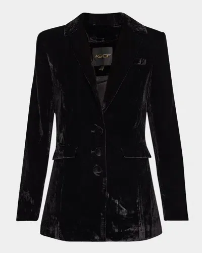 As By Df Fiona Velvet Boyfriend Blazer In Black