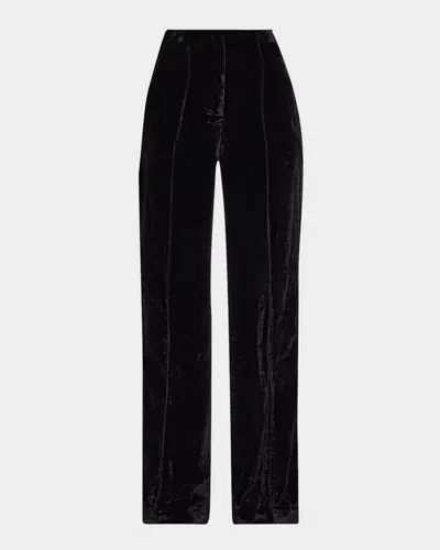 As By Df Fiona Velvet Straight-leg Trousers In Black