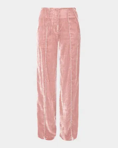 As By Df Fiona Velvet Straight-leg Trousers In Blush Pink