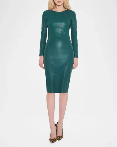 As By Df Mrs. Smith Stretch Leather Knee-length Dress In Forest Green