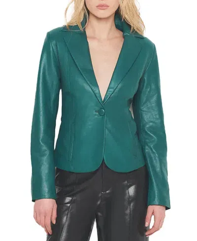 As By Df Telly Upcycled Leather Blazer In Forest Green