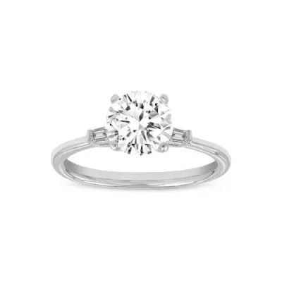 Asany Love Grown Collection 14k White Gold Round Cut Lab Grown Diamond 3 Stone Engagement Ring