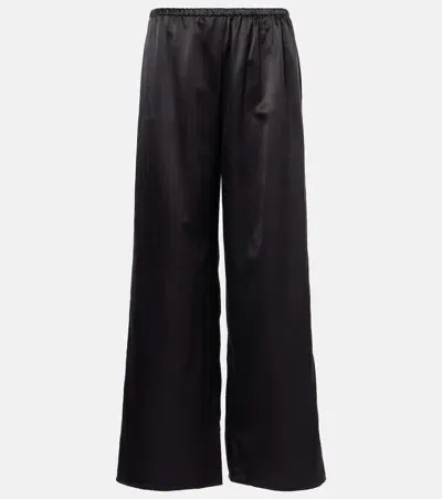 Asceno Austin Silk And Wool Wide-leg Pants In Black