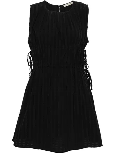 Asceno Como Linen Mini Dress In Black