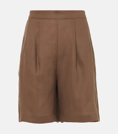 Asceno Carros Linen Bermuda Shorts In Brown