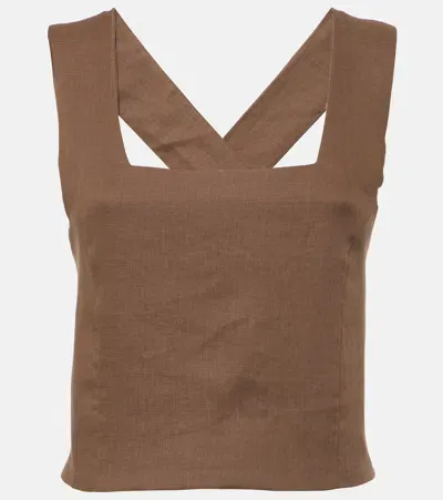 Asceno Cozumel Linen Tank Top In Brown