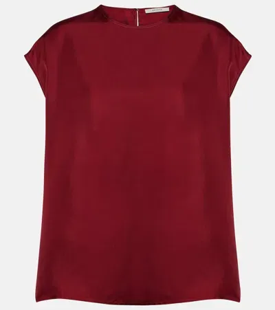 Asceno Dasha Silk Twill Top In Red