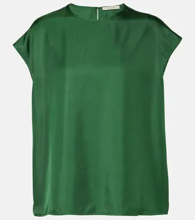 Asceno Dasha Silk Twill Top In Green