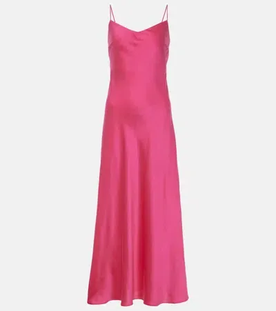 Asceno Lion Silk Twill Slip Dress In Pink