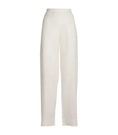 Asceno Organic Linen London Pyjama Bottoms In White