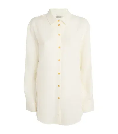 Asceno Organic Linen London Pyjama Top In White