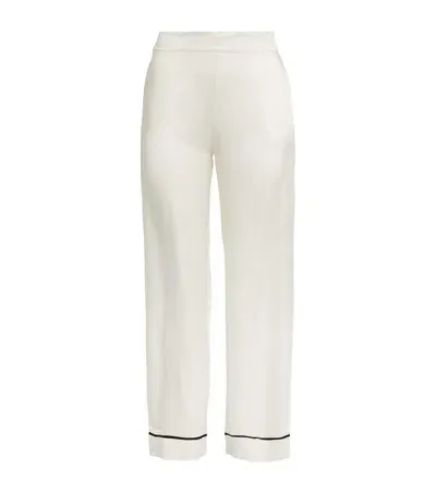 Asceno Silk London Pyjama Bottoms In White