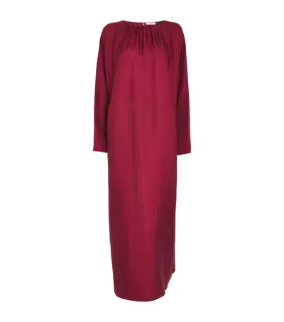 Asceno Silk Rhodes Midi Dress In Red