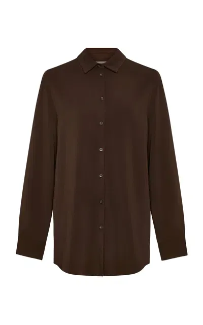 Asceno The London Crepe Pj Top In Brown