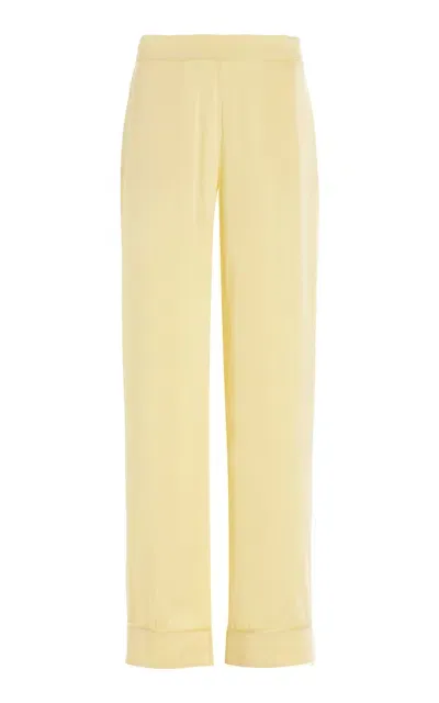 Asceno The London Silk-charmeuse Pj Bottoms In Yellow