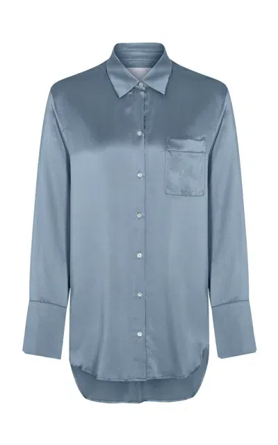 Asceno The London Silk Top In Light Blue