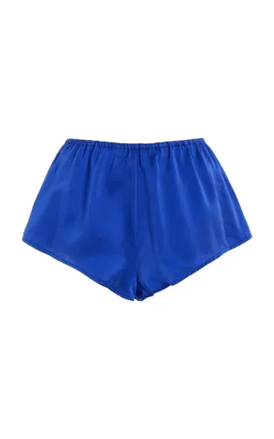 Asceno The Venice Silk-charmeuse Shorts In Blue