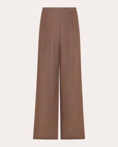 Asceno Women's Isola Pleated Linen Pant In Brown