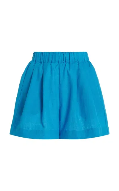 Asceno Zurich Linen Shorts In Blue