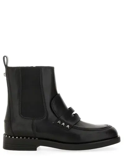 Ash Stud-embellished Leather Boots In Black