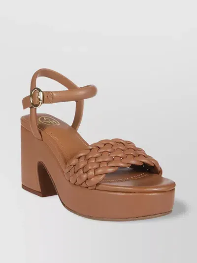 Ash Braided Strap Chunky Heel Platform Sandals In Braun