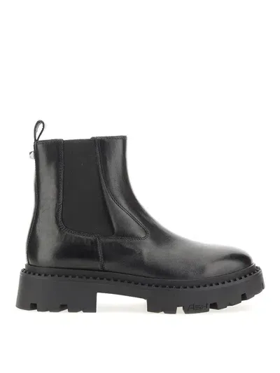 Ash Leather Boot In Black