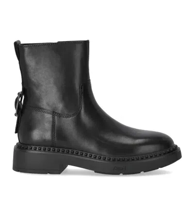 Ash Round Toe Zipped Boots In Black